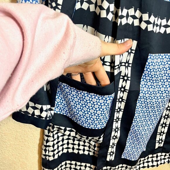 Armani Exchange Mini Dress Womens Size 2 Navy Blue Long Sleeve Geometric - Picture 2 of 12